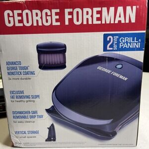 George Foreman 2-Serving Classic Plate Grill Panini Press Black GR136B NIB GR136